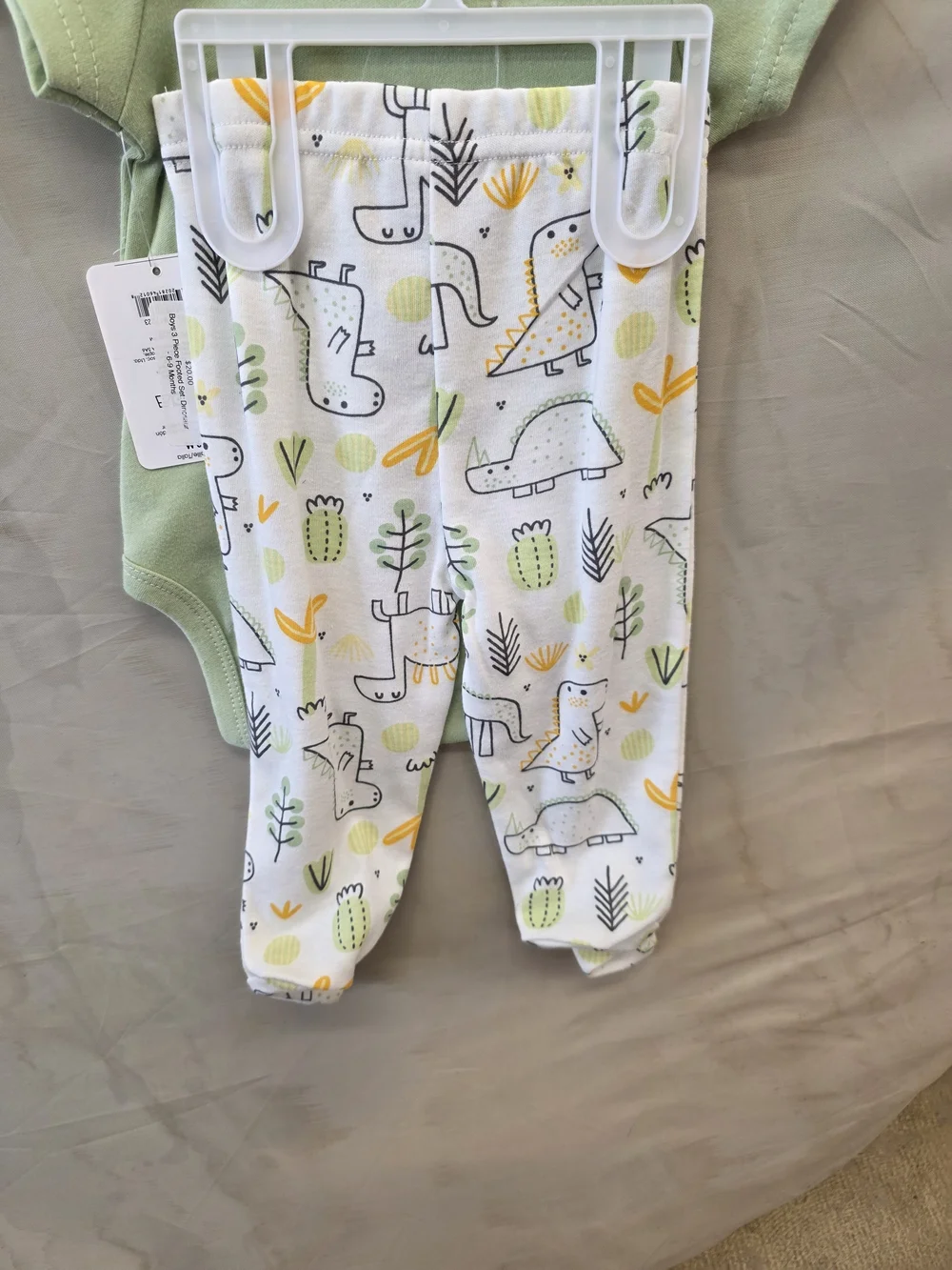 Green Dinosaur 3-Piece Baby Set - Bodysuit, Hat & Footed Pants, NWT